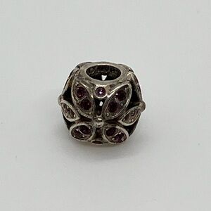 Chamilia 925 Sterling Silver Purple Swarovski Crystal Floral Charm Bead